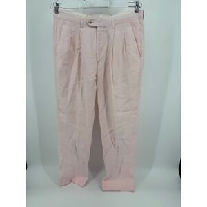 Paul Fredrick Mens Linen Dress Pants Pink Pleated‎ Size 34x31